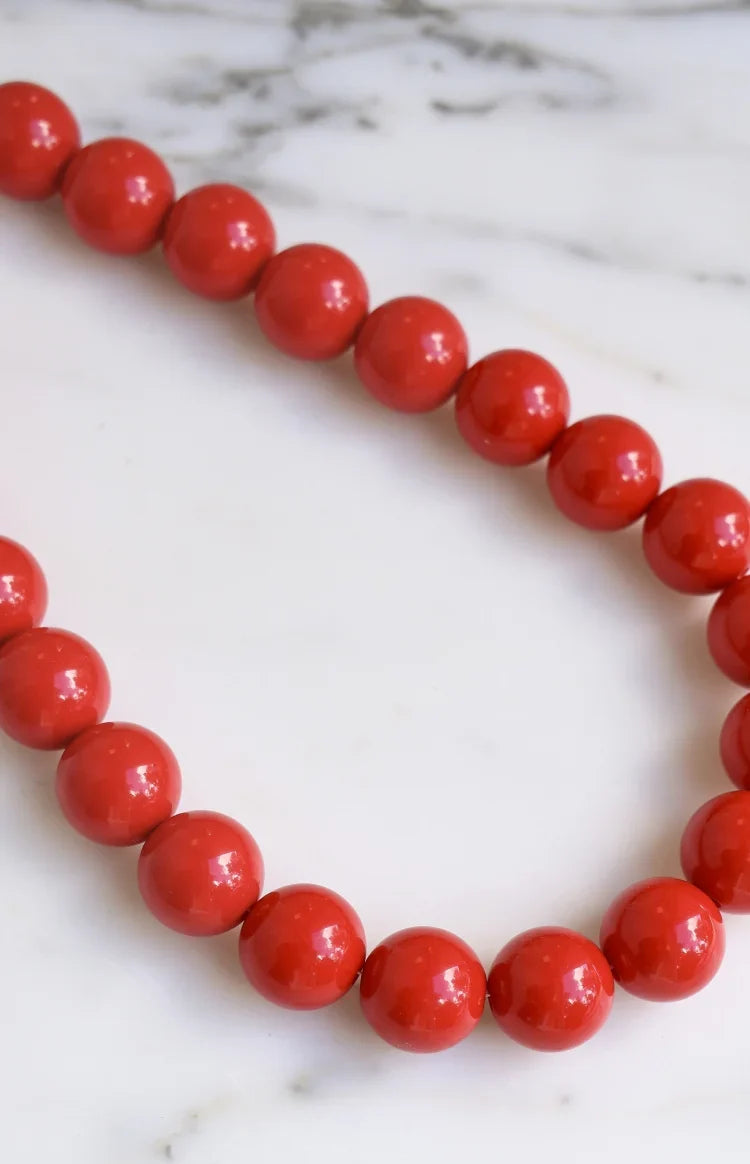 Asher Red Beaded Necklace — 1