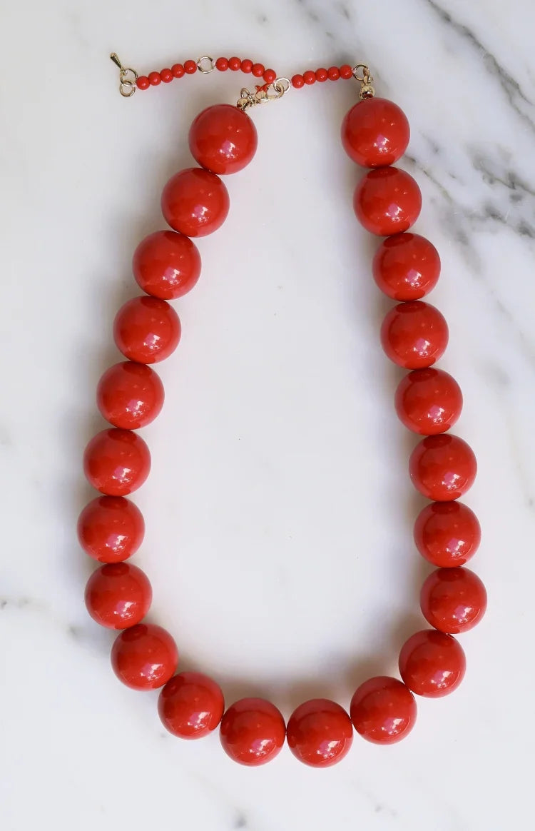 Asher Red Beaded Necklace — 3