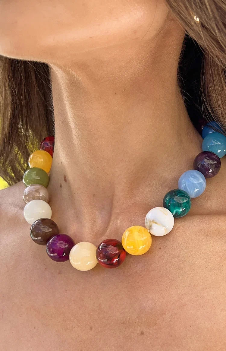 Asher Pink Multi Beaded Necklace — 1