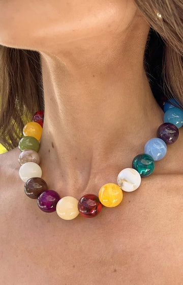 Asher Pink Multi Beaded Necklace — 1