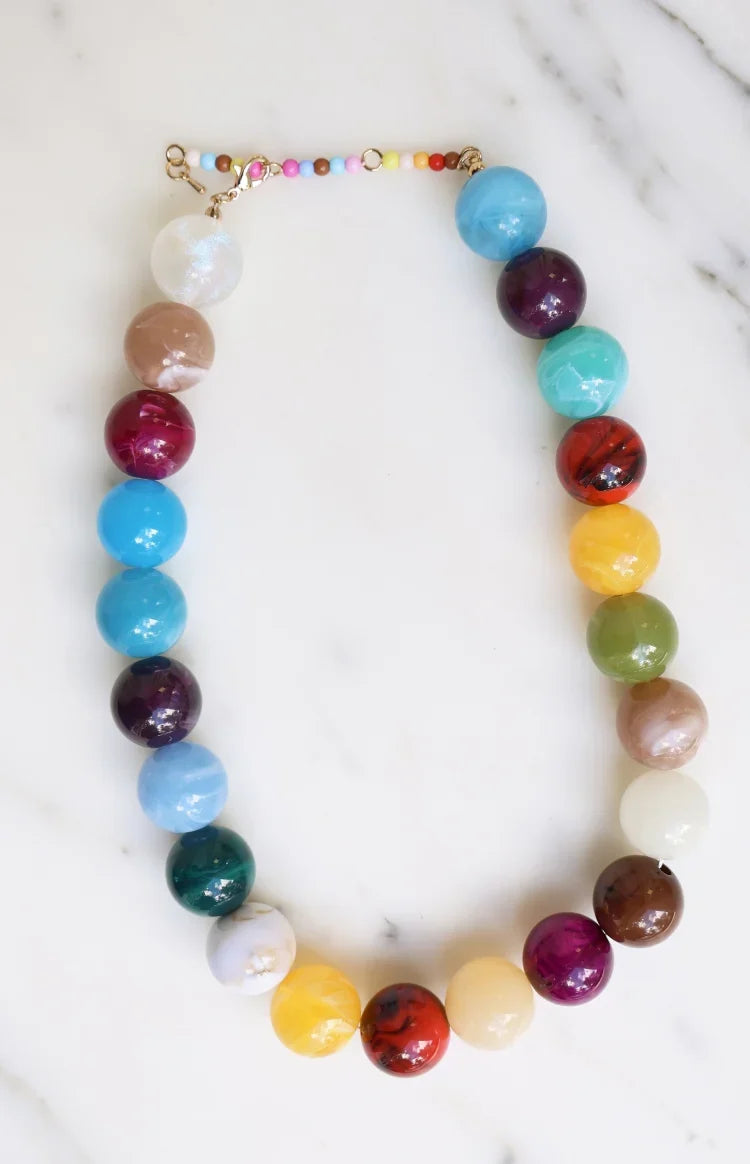 Asher Pink Multi Beaded Necklace — 2