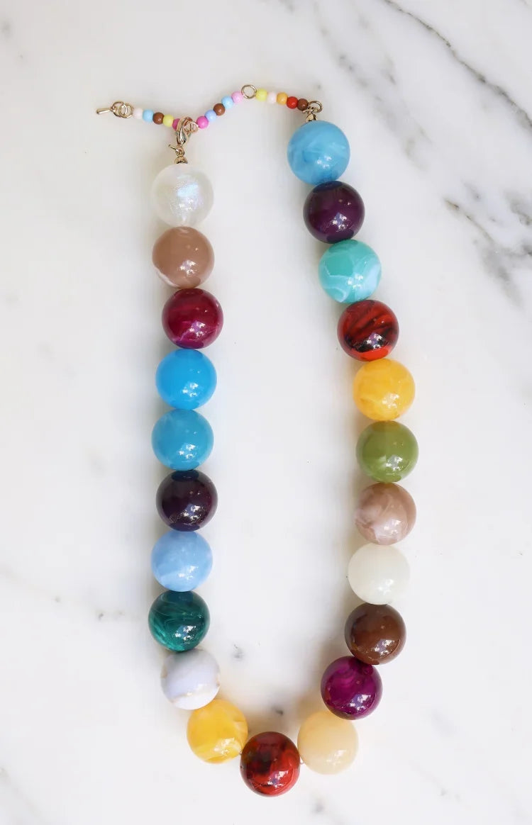 Asher Pink Multi Beaded Necklace — 3