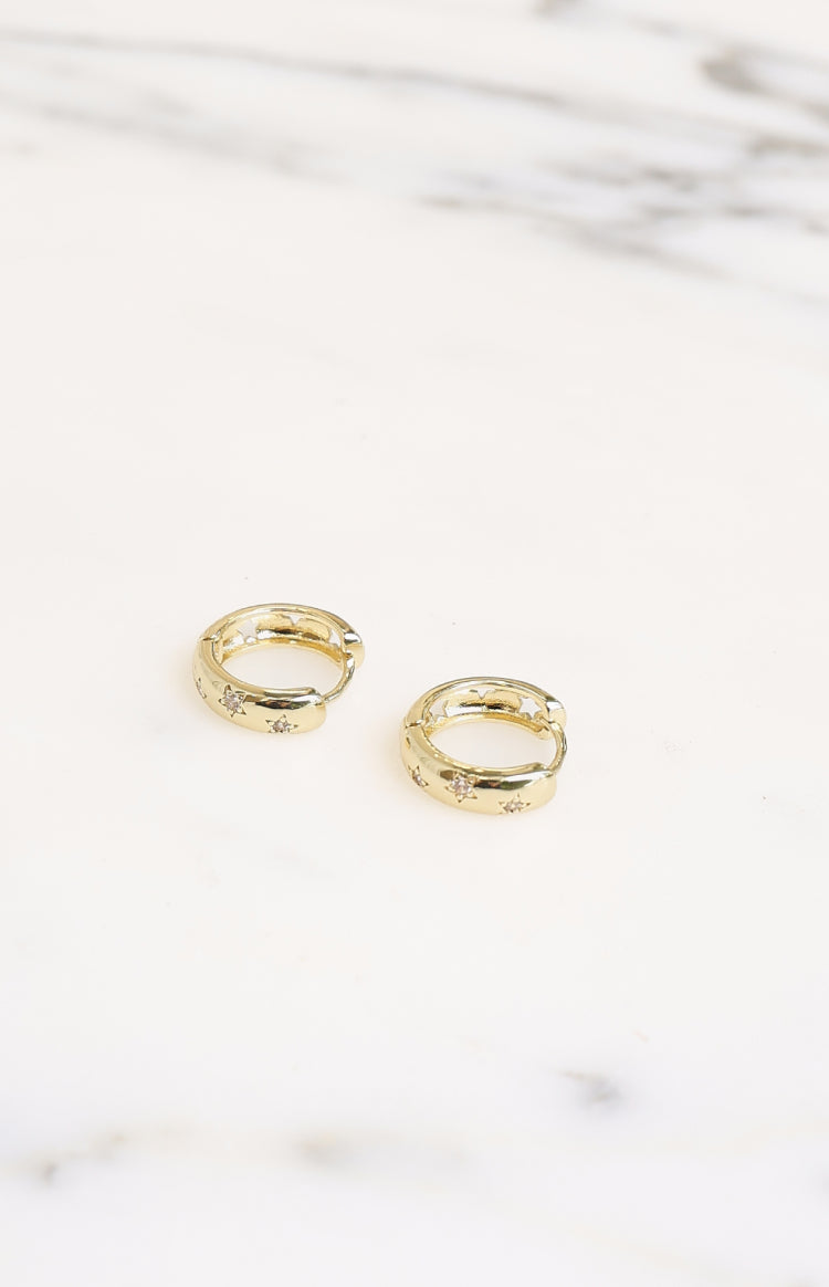Stargazer Gold Diamante Star Hoop Earrings — 3
