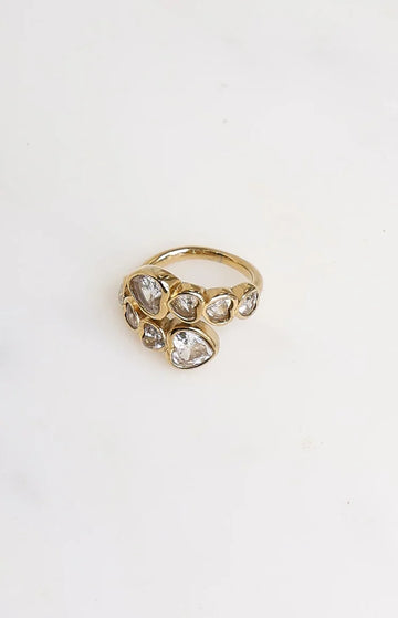 Amore Gold Heart Diamante Wrap Ring — 1