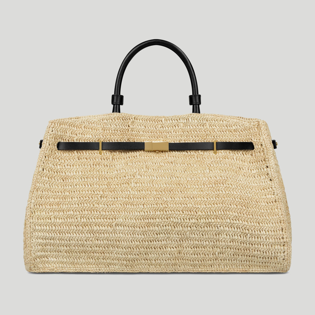 DeMellier The Hudson Raffia And Leather Top Handle Bag - Natural and Black