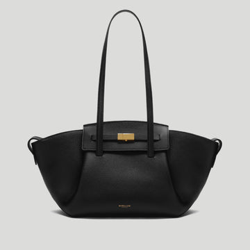 DeMellier The Midi Brooklyn Small-Grain Leather Shoulder Bag - Black