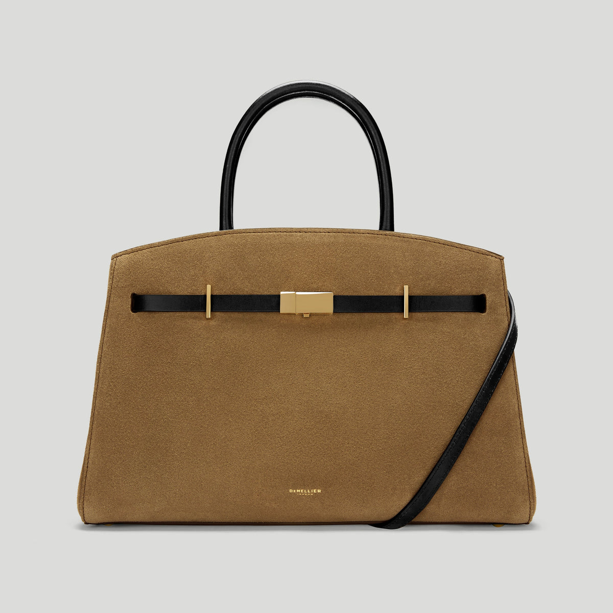 DeMellier The Midi Hudson Suede And Leather Crossbody Bag - Tobacco and Black