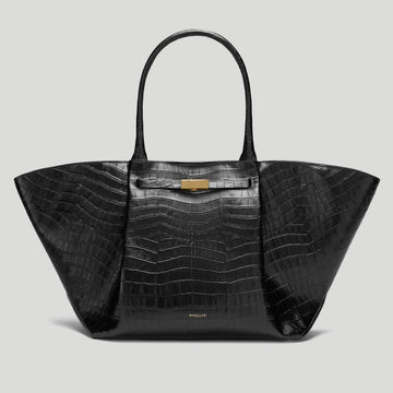 DeMellier The New York Croc-Embossed Leather Shoulder Bag - Black