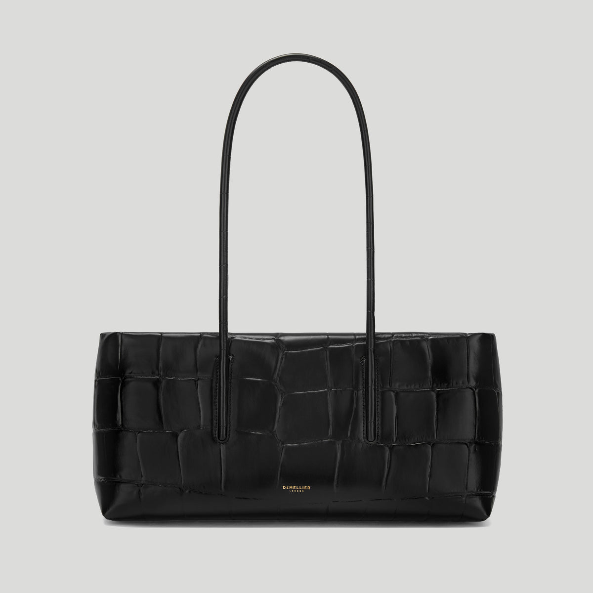 DeMellier The Stockholm Shoulder Croc-Embossed Leather Bag - Black