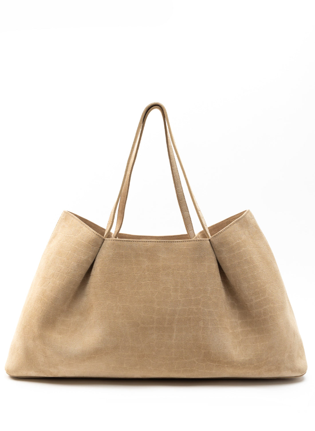Elleme Dimple Tote Croc-Embossed Suede - Beige