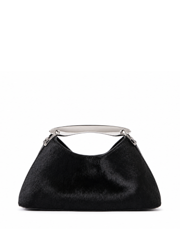 Elleme Mini Boomerang Calf Leather Shoulder Bag - Black / Silver
