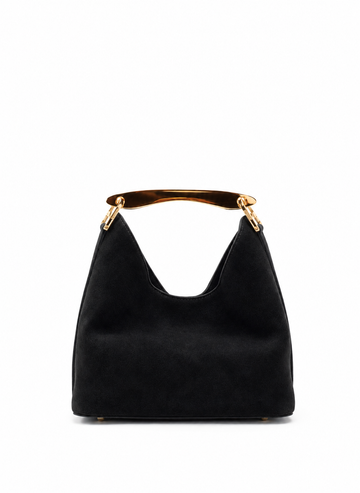 Elleme Small Boomerang Suede Crossbody Bag - Black / Gold