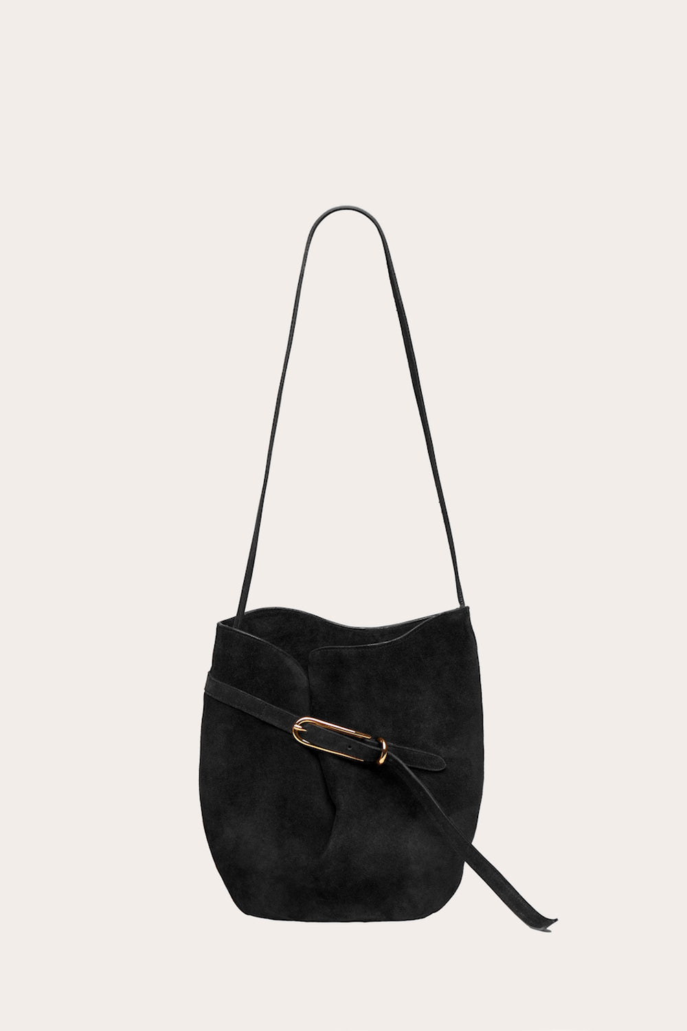 Liffner Belted Bucket Bag Suede - Black