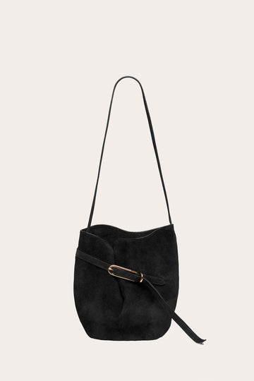 Liffner Belted Bucket Bag Suede - Black