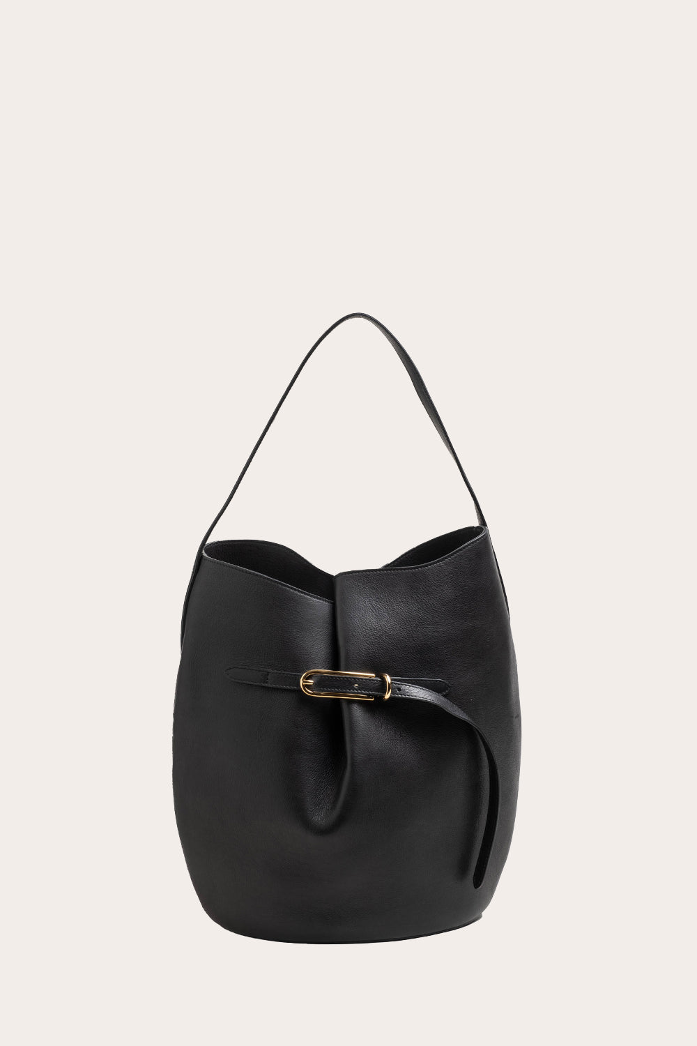 Liffner Belted Bucket Bag Large Vintage-Effect Calf Leather - Black