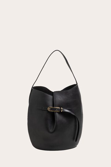 Liffner Belted Bucket Bag Large Vintage-Effect Calf Leather - Black