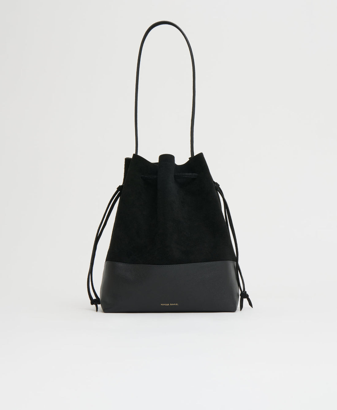 Mansur Gavriel Drawstring Cabas in suede leather - Black Suede/Black