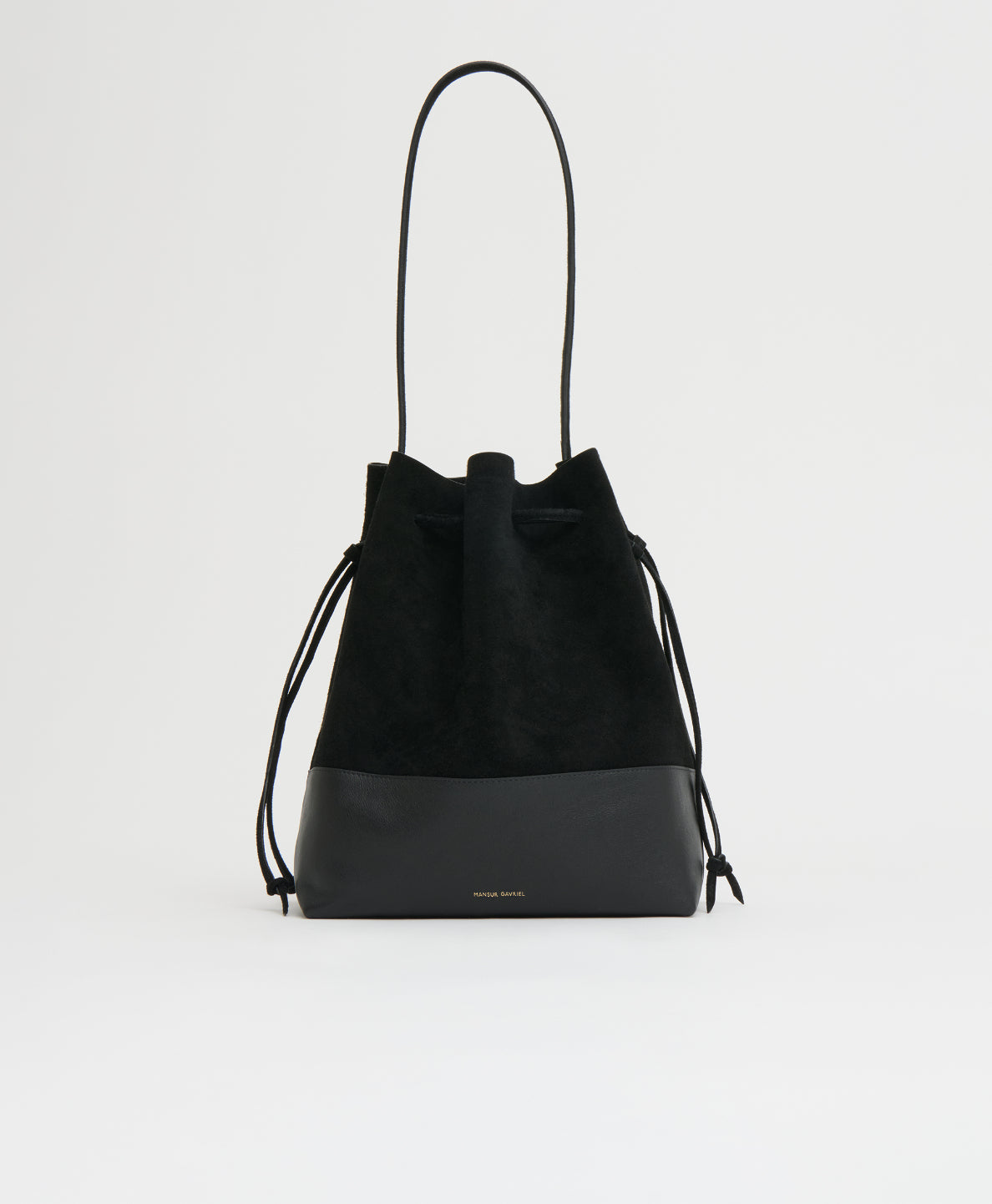 Mansur Gavriel Drawstring Cabas in suede leather - Black Suede/Black