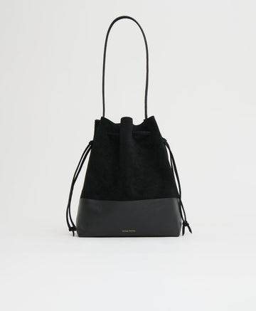 Mansur Gavriel Drawstring Cabas in suede leather - Black Suede/Black