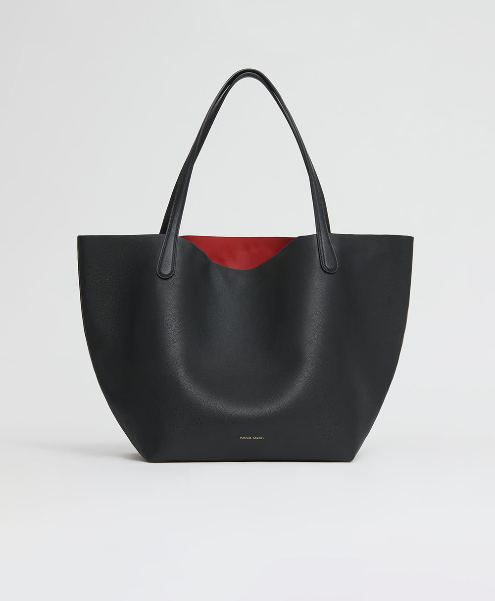 Mansur Gavriel Everyday Soft Tote in Italian calf leather - Black/Flamma