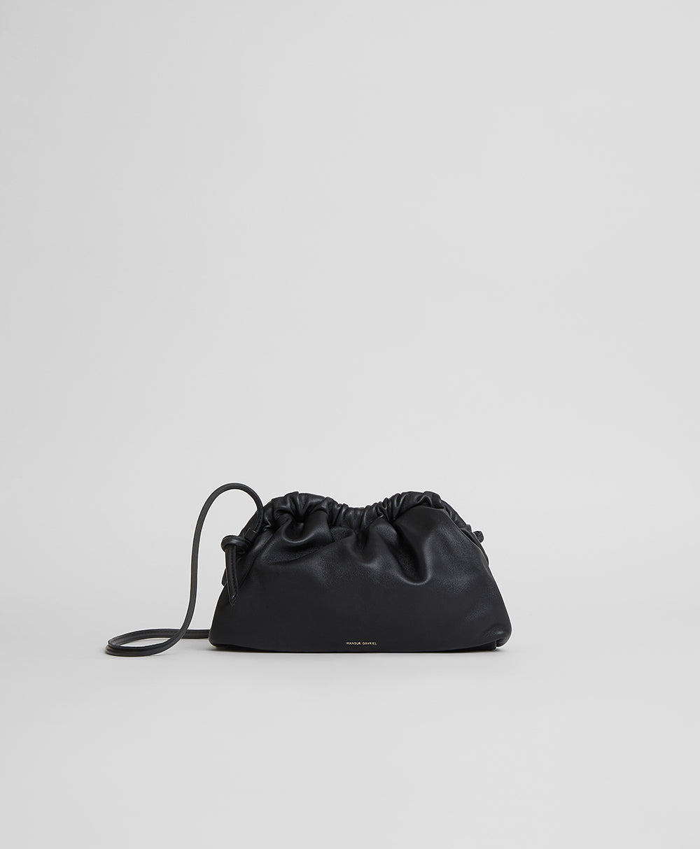 Mansur Gavriel Mini Cloud Clutch in Italian lambskin leather - Black/Flamma