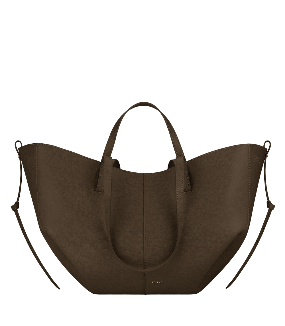 Polène Cyme Textured Calf Leather Tote Bag - Candied Chestnut