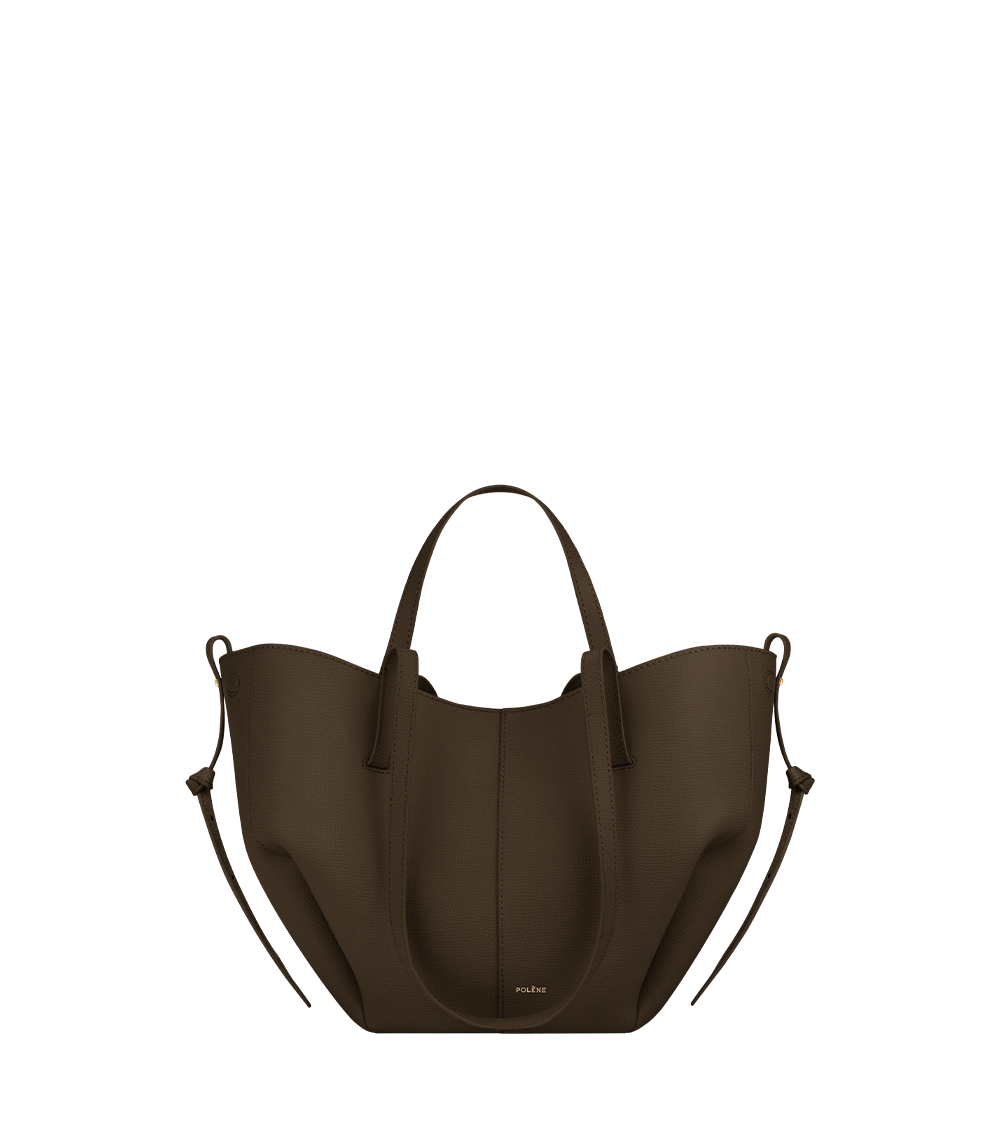 Polène Cyme Mini Textured Calf Leather Tote Bag - Candied Chestnut