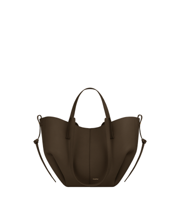 Polène Cyme Mini Textured Calf Leather Tote Bag - Candied Chestnut