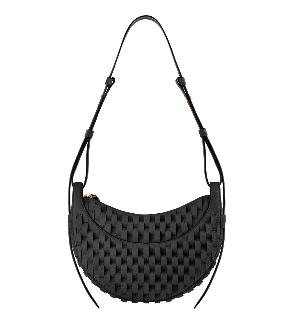 Polène Numéro Dix Onda Textured Calf Leather Crossbody Bag - Black