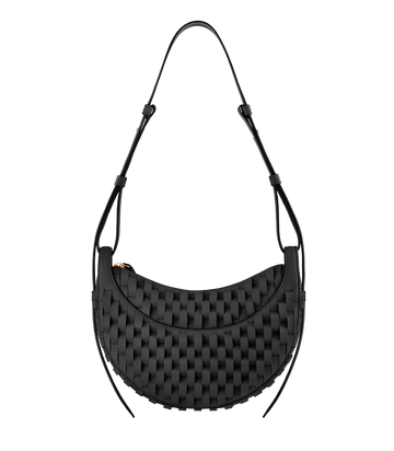 Polène Numéro Dix Onda Textured Calf Leather Crossbody Bag - Black