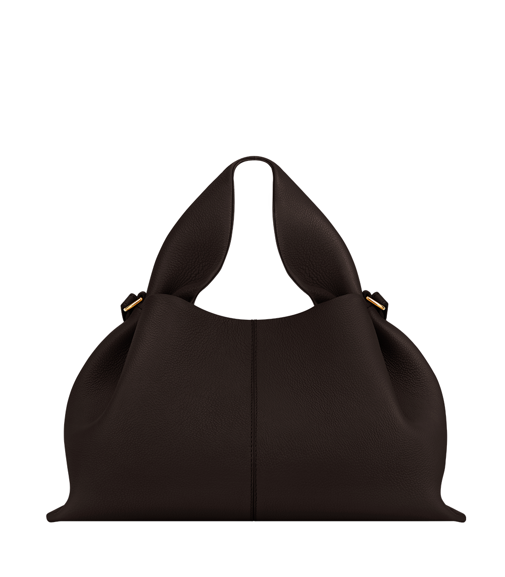 Polène Numéro Neuf Textured Calf Leather Top Handle Bag - Ebony