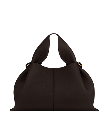 Polène Numéro Neuf Textured Calf Leather Top Handle Bag - Ebony