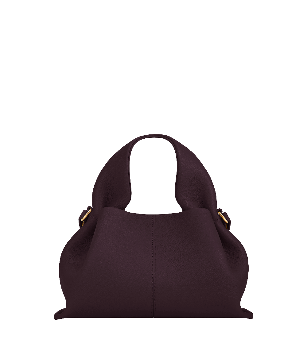 Polène Numéro Neuf Mini Textured Calf Leather Top Handle Bag - Plum