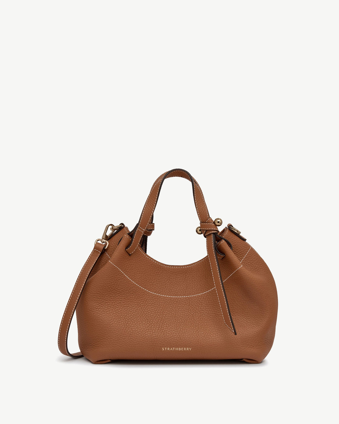Strathberry Barra Mini Grained Calf Leather Crossbody Bag - Tan