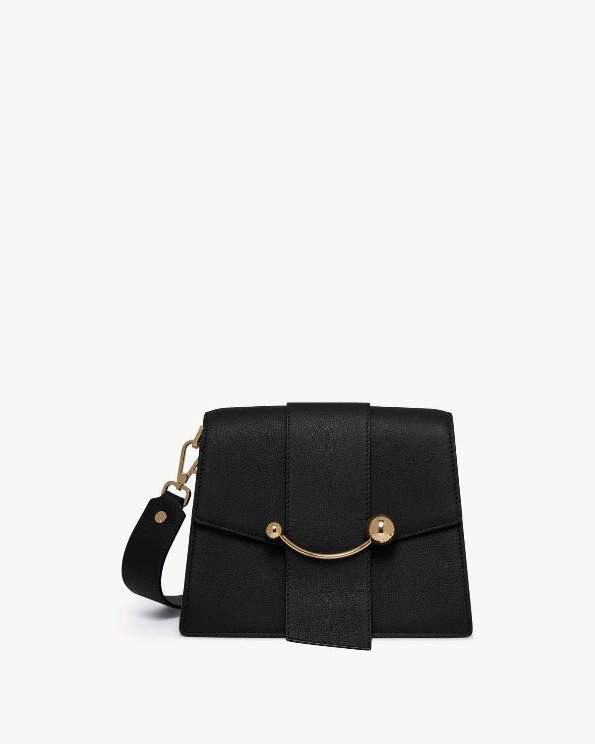 Strathberry Box Crescent Smooth Calf Leather Crossbody Bag - Black