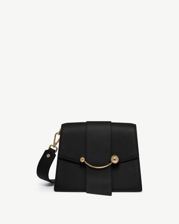 Strathberry Box Crescent Smooth Calf Leather Crossbody Bag - Black