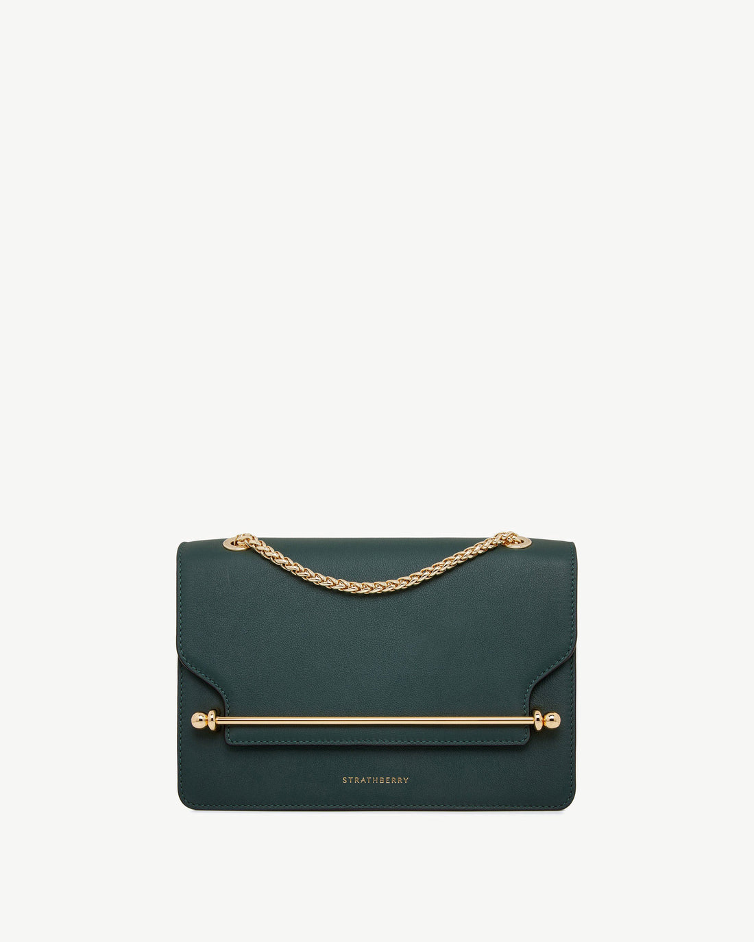 Strathberry East/West Smooth Calf Leather Shoulder Bag - Bottle Green