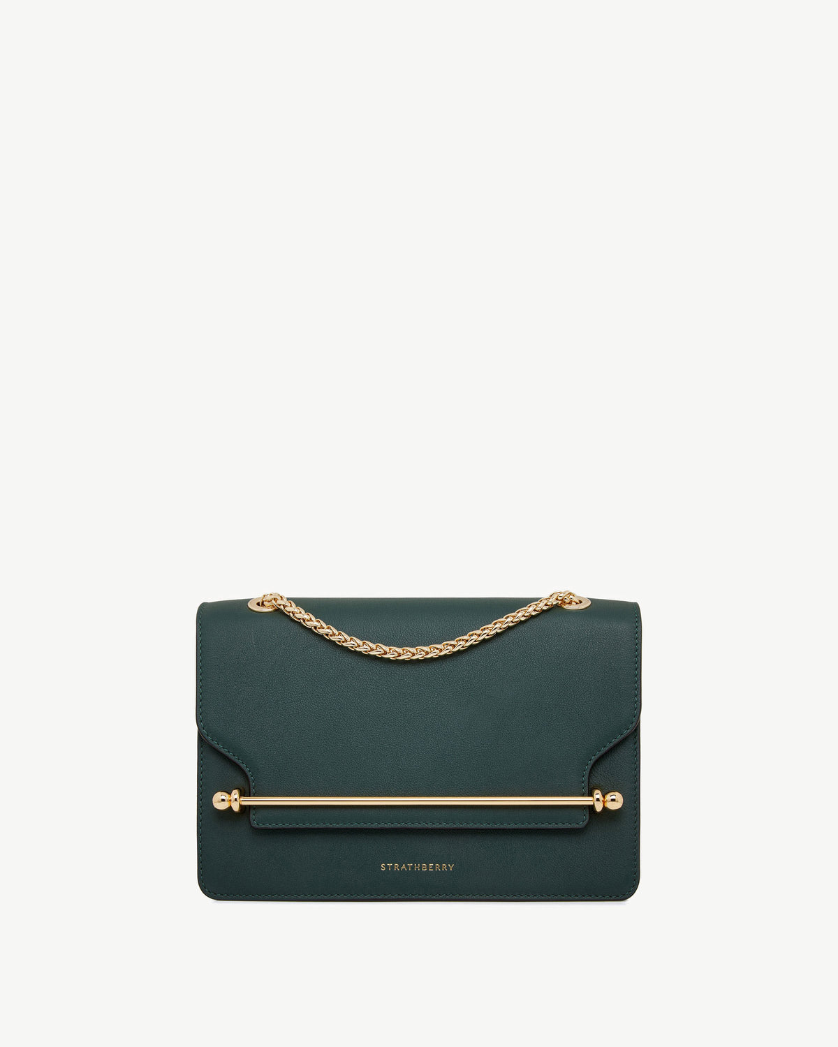 Strathberry East/West Smooth Calf Leather Shoulder Bag - Bottle Green