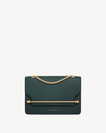Strathberry East/West Smooth Calf Leather Shoulder Bag - Bottle Green