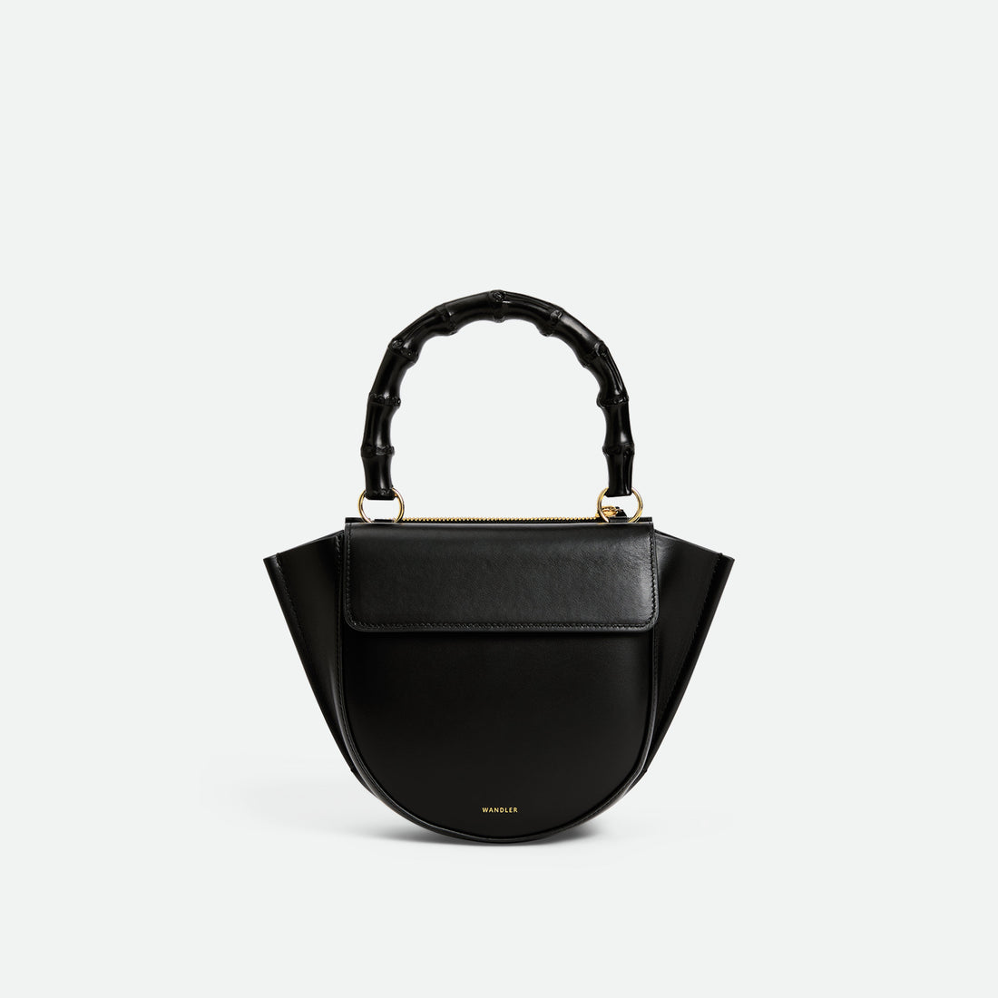 Wandler Hortensia Bag Mini in Italian calf leather - Black / Bamboo