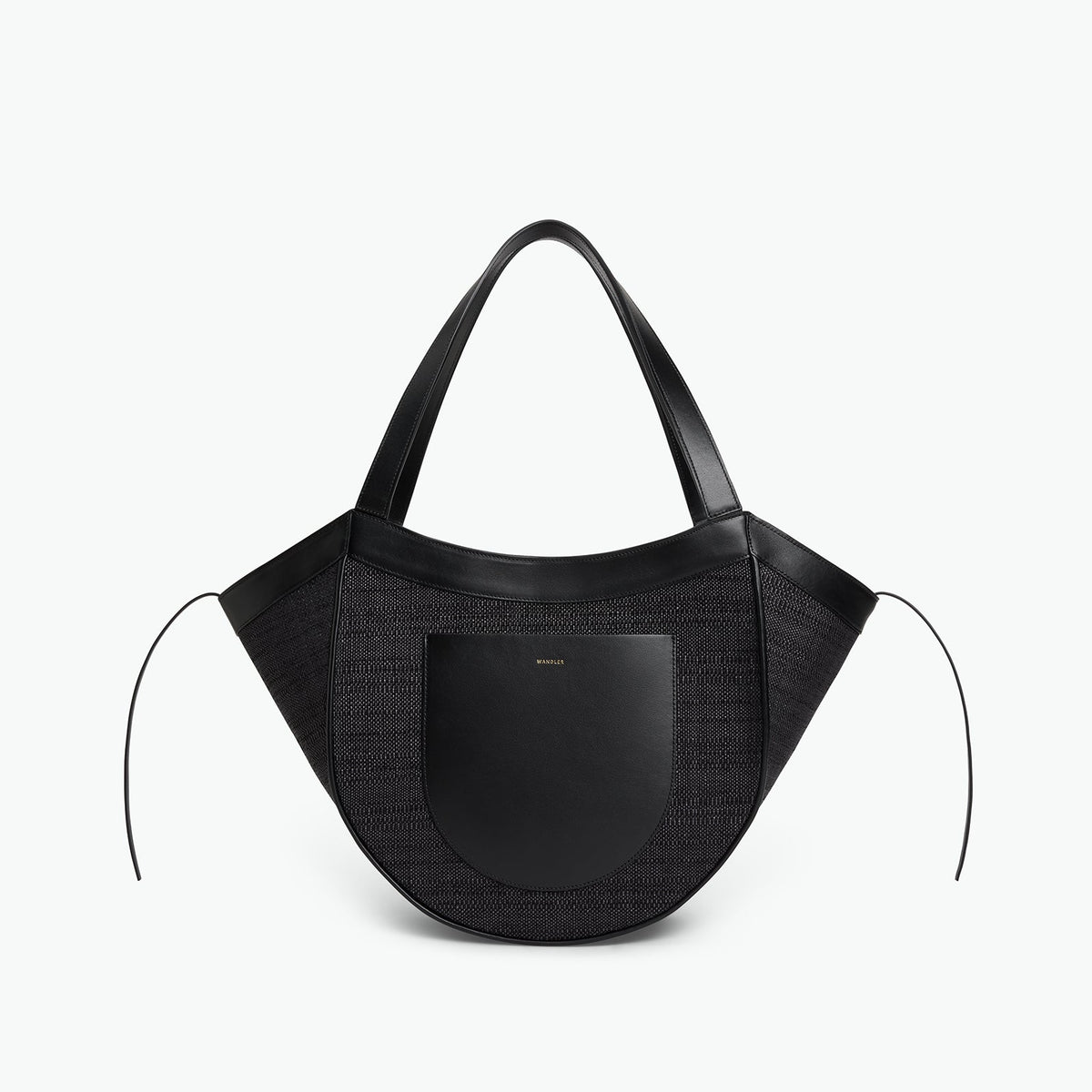 Wandler Hortensia Slouch Tote in raffia - Black Raffia