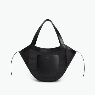 Wandler Hortensia Slouch Tote in raffia - Black Raffia