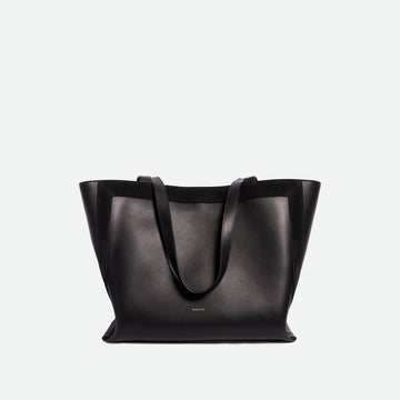 Wandler Ida Tote Medium in calf leather - Black / Black Suede