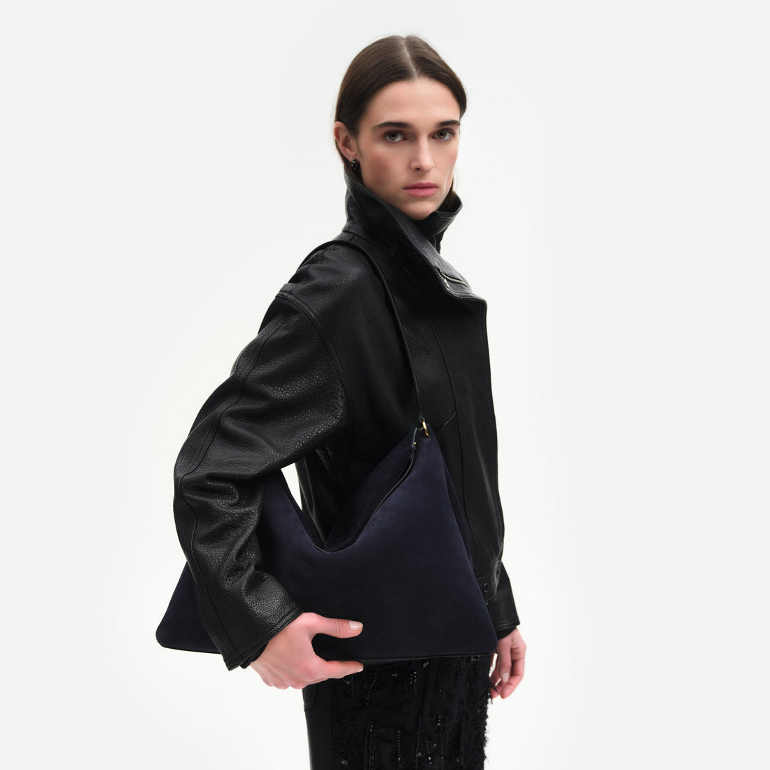 Wandler Penelope Tote in Italian calf leather - Orion Suede / Black