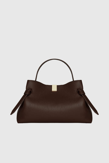 Yuzefi Gyoza Top-Handle Bag in pebble-grained bovine leather - Espresso