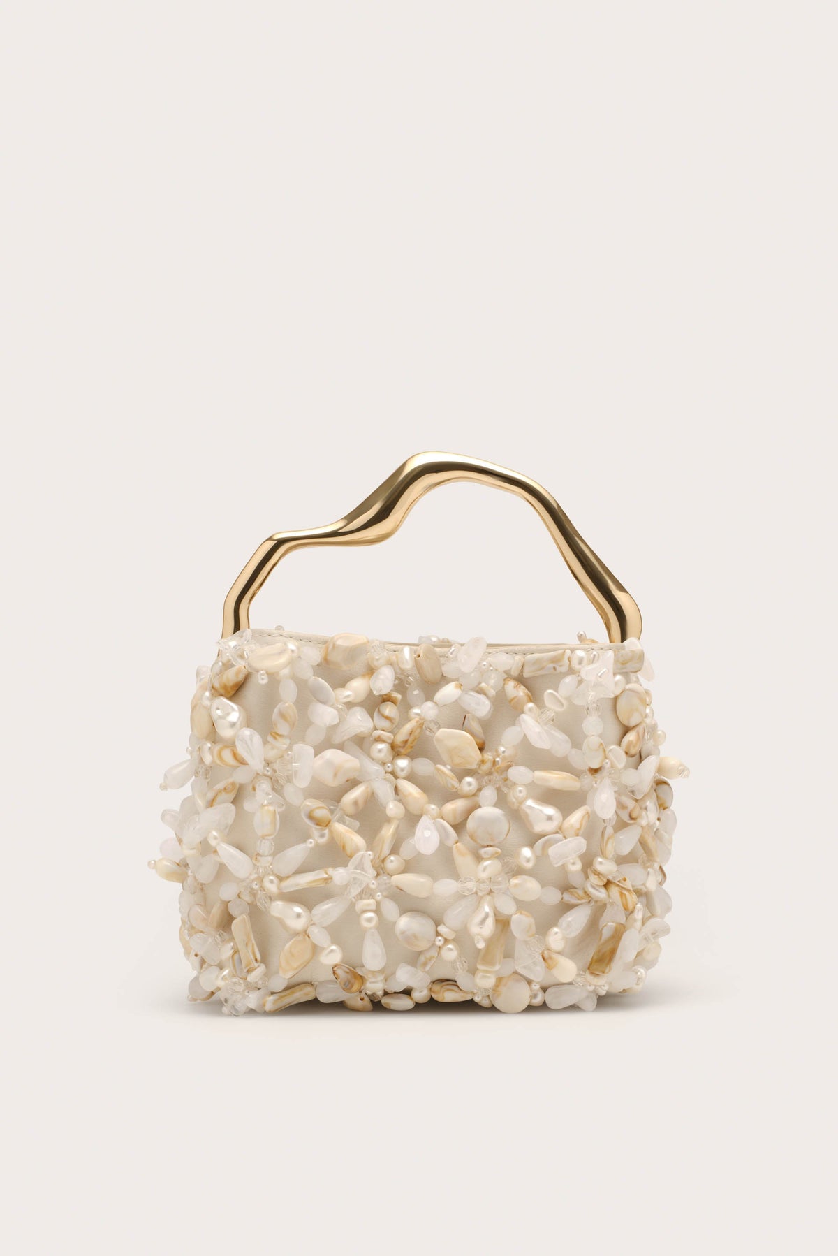 Cult Gaia Solene Mini Bag in satin - Off White Multi