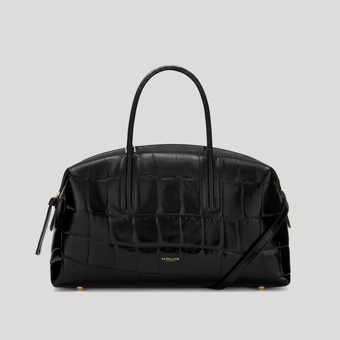 DeMellier The Midi Stockholm Croc-Embossed Leather Top Handle Bag - Black