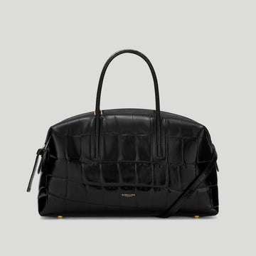 DeMellier The Midi Stockholm Croc-Embossed Leather Top Handle Bag - Black