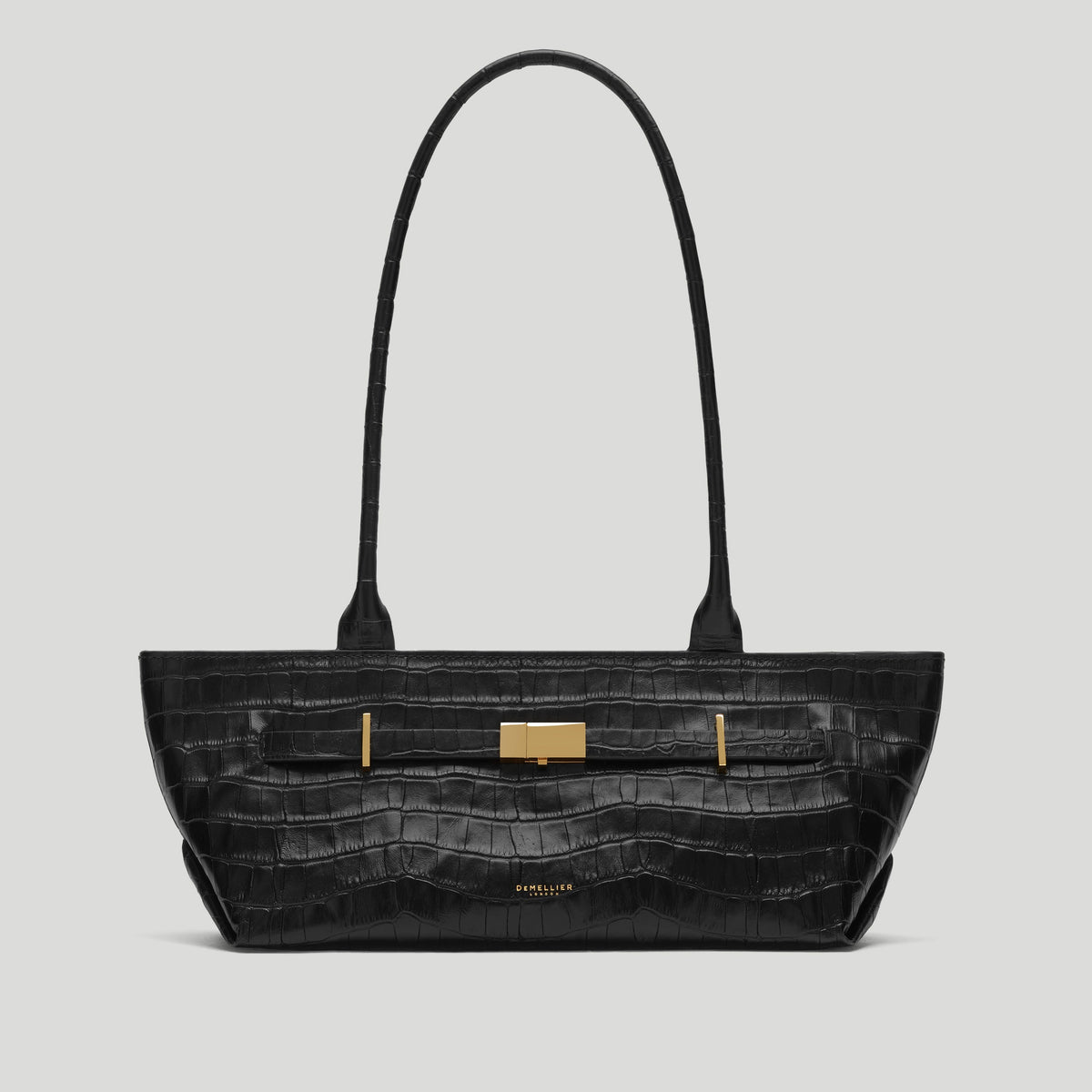 DeMellier The New York Shoulder Croc-Embossed Leather Bag - Black