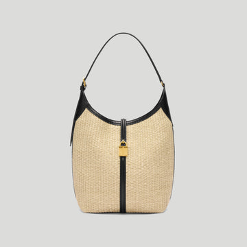 DeMellier The Siena Bucket Raffia And Leather Bag - Natural and Black